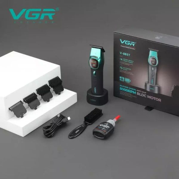 Триммер VGR V-885T GREEN, 4 насадки, LED display