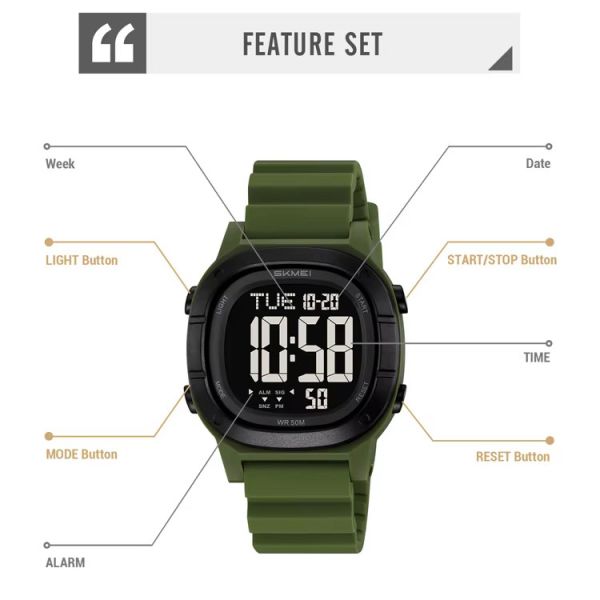 Годинники наручні 2483AG SKMEI, ARMY GREEN