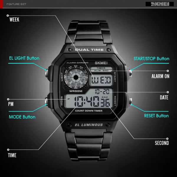 Годинники наручні 1335BK SKMEI, BLACK