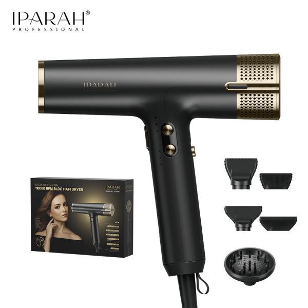 Професійний фен IPARAH P-390G BLACK, 4 рівні обдування, 4 рівні температури, 110000RPM, 1500-1700W