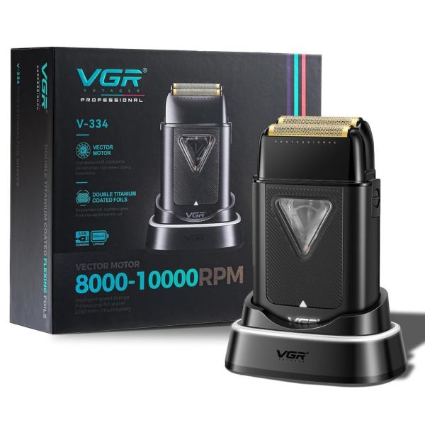 Електробритва VGR V-334 шейвер, подвійне лезо, 8000-10000 RPM, LED Display
