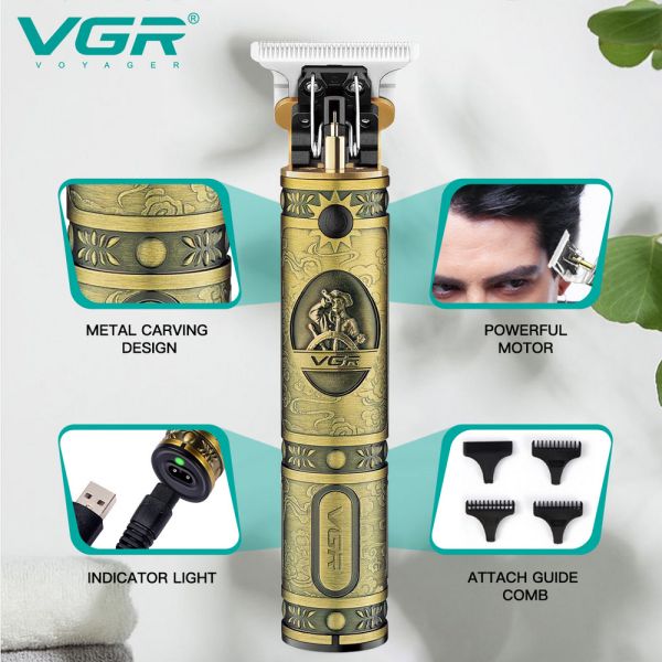 Машинка (триммер) для стрижки волосся та бороди VGR V-085, Professional, 3 насадки, STRONG BATTERY