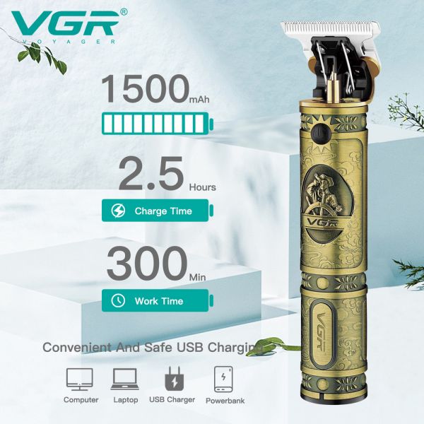 Машинка (триммер) для стрижки волосся та бороди VGR V-085, Professional, 3 насадки, STRONG BATTERY