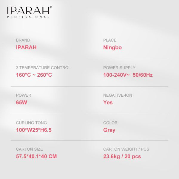 Випрямляч для волосся IPARAH P-112, 160-260 ° C, керамічне покриття, LED display, 65 W