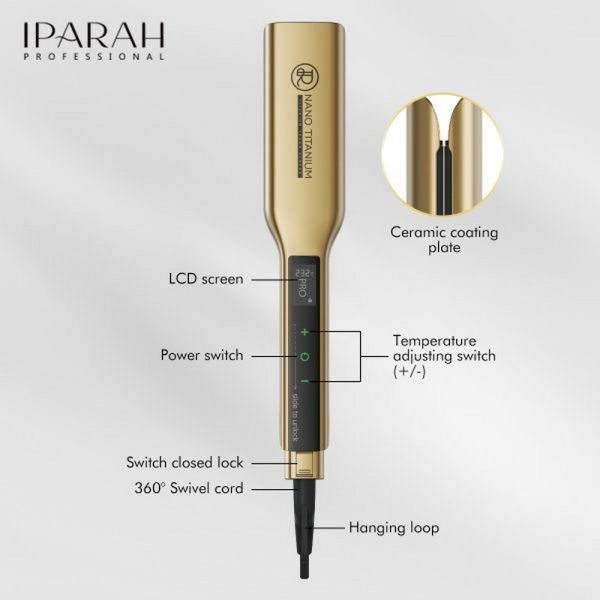 Випрямляч для волосся IPARAH P-128B GREY, 39мм, 50-232 ° C, керамічне покриття, 50 W, LED display