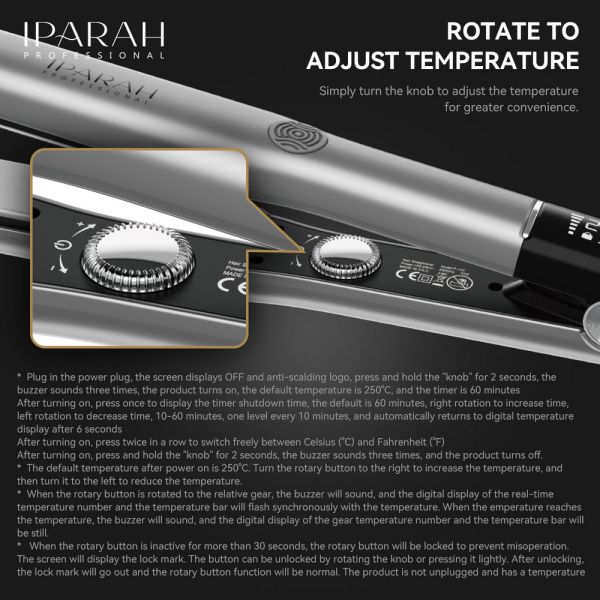 Випрямляч для волосся IPARAH P-131, 120-250°C, керамічне покриття, LED display, 90 W