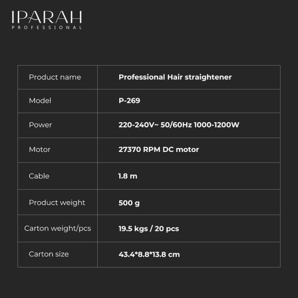 Фен-стайлер IPARAH 2 в 1 P-269P BLUE, 2 режими, 3 рівні температури, 1000-1200W