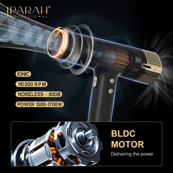 Професійний фен IPARAH P-390B BLUE, 4 рівні обдування, 4 рівні температури, 110000RPM, 1500-1700W