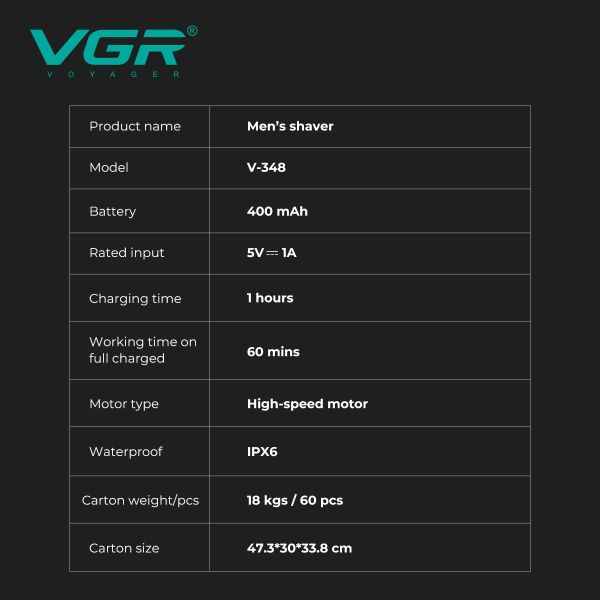 Електробритва VGR V-348 GOLD, роторна, IPX6