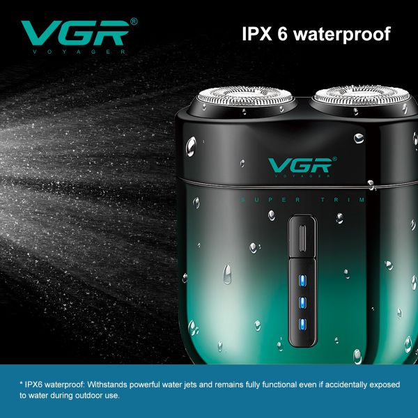 Електробритва VGR V-348 GREEN, роторна, IPX6