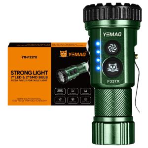 Тактичний ліхтар YEMAO YM-F337X, 3500LM, акумулятори 18650 + 18350 (3200 + 1500 mAh), бокові світлодіоди (червоний, синій, зелений