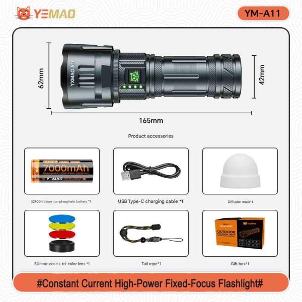 Ліхтар YEMAO YM-A11 XH P70, 1x32700, Power Bank, ЗУ Type-C
