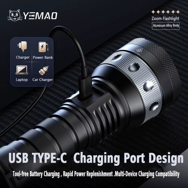 Ліхтар YEMAO YM-A2-C Sanan 7171+COB, 1x21700, ЗУ Type-C, zoom