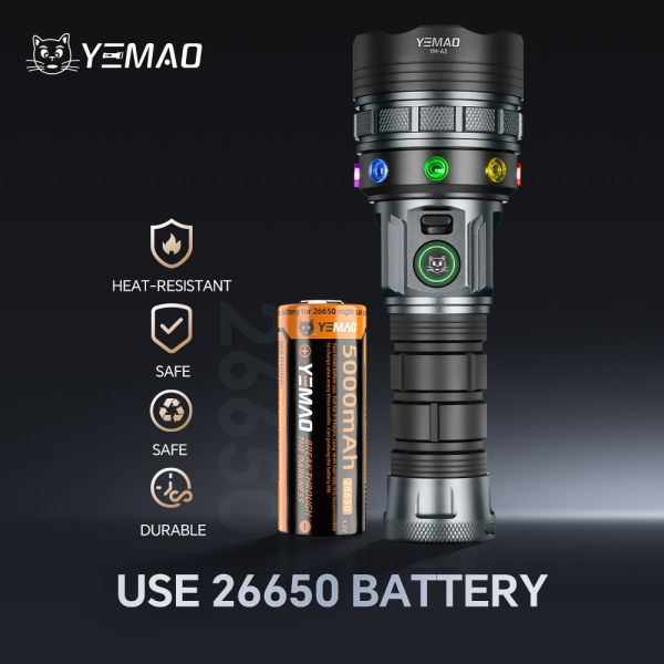 Ліхтар YEMAO YM-A3T 1+18LED, 1x26650, ЗУ Type-C, zoom, магніт