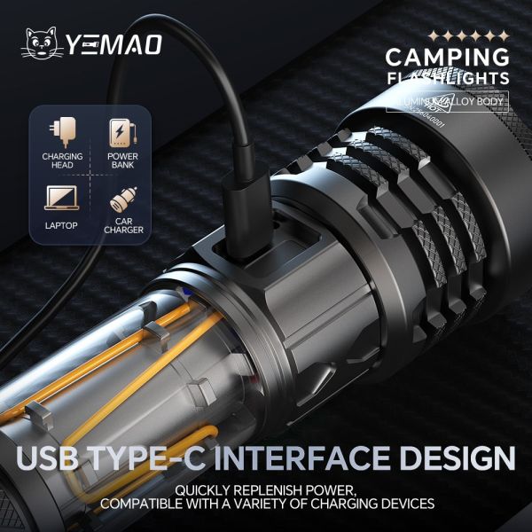 Ліхтар YEMAO YM-A4 Sanan 55, 1x21700, ЗУ Type-C, функція лампи, гачок