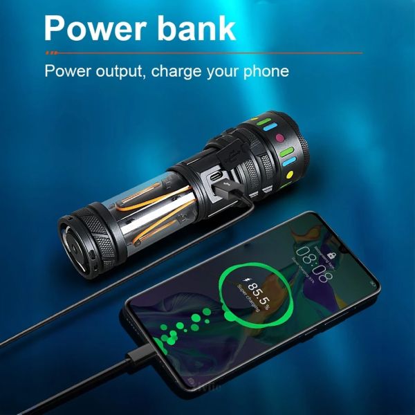 Ліхтар YEMAO YM-A5 TG 30W, 1x21700, Power Bank, ЗУ Type-C, zoom, функція лампи