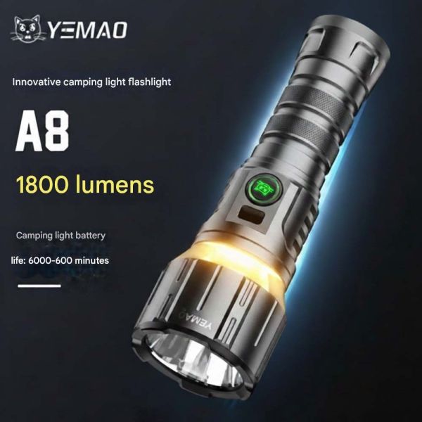 Ліхтар YEMAO YM-A8 W5050 LED+SMD(Yellow+Red), 1x21700, Power Bank, ЗУ Type-C, магніт