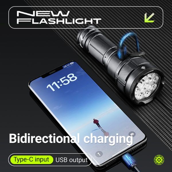 Ліхтар YEMAO YM-A9 9LED, 2x26650, Power Bank, ЗУ Type-C, ковпачок, 3 фільтри