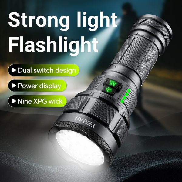 Ліхтар YEMAO YM-A9 9LED, 2x26650, Power Bank, ЗУ Type-C, ковпачок, 3 фільтри