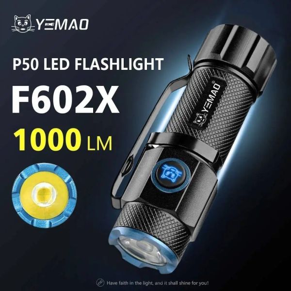 Ліхтар YEMAO YM-F602X XHP50, 1x16340, ЗУ Type-C, магніт, затискач