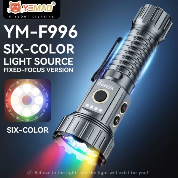 Ліхтар YEMAO YM-F996 8LED(RGB), 1x21700, ЗУ Type-C, ковпачок, магніт