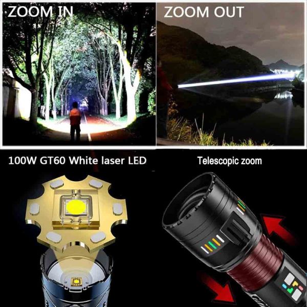 Ліхтар YEMAO YM-G600 TG 60W, 4x181350, Power Bank, ЗУ Type-C, zoom, кейс
