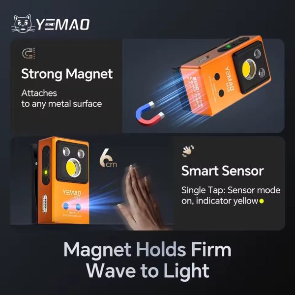 Ліхтар YEMAO YM-M18 TG+2UV+SMD(RGB), Motion Sensor , Li-Ion акумулятор, ЗУ Type-C, магніт, кліпса
