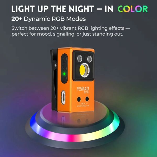 Ліхтар YEMAO YM-M18 TG+2UV+SMD(RGB), Motion Sensor , Li-Ion акумулятор, ЗУ Type-C, магніт, кліпса