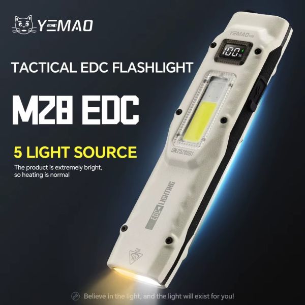 Ліхтар YEMAO YM-M28 2XPL+COB(White+Red)+UV, Li-Ion акумулятор, ЗУ Type-C, кліпса