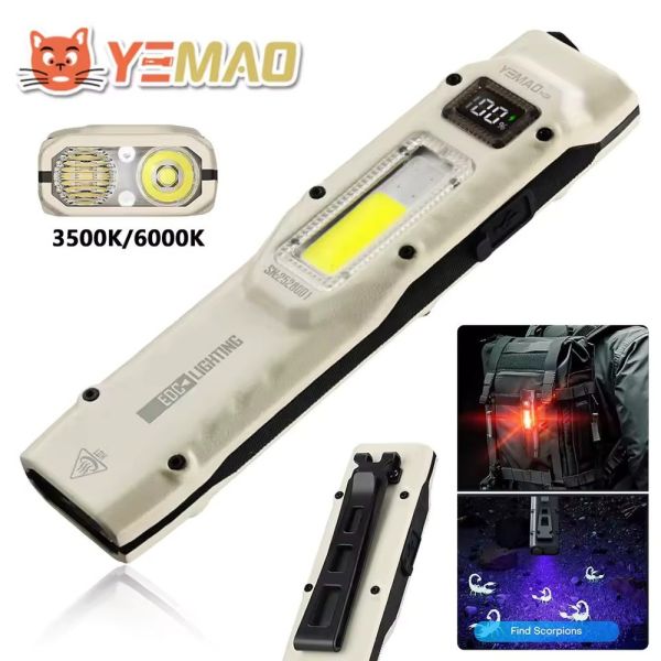 Ліхтар YEMAO YM-M28 2XPL+COB(White+Red)+UV, Li-Ion акумулятор, ЗУ Type-C, кліпса