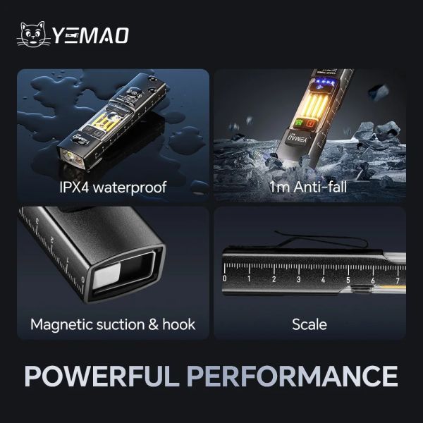 Ліхтар YEMAO YM-M31-UV P50+UV+SMD(RGB), Li-Ion акумулятор, ЗУ Type-C, магніт, затискач