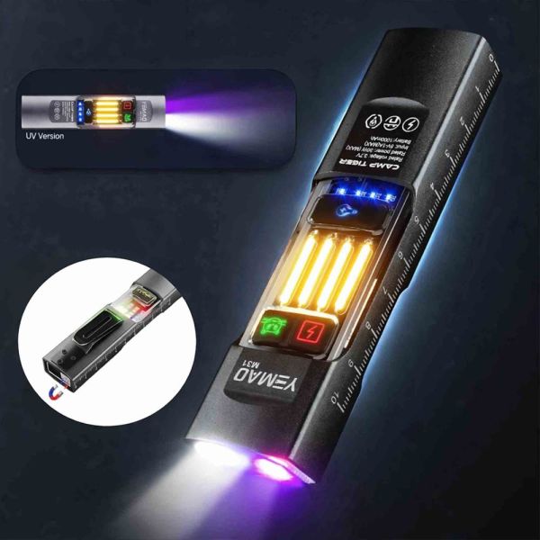 Ліхтар YEMAO YM-M31-UV P50+UV+SMD(RGB), Li-Ion акумулятор, ЗУ Type-C, магніт, затискач