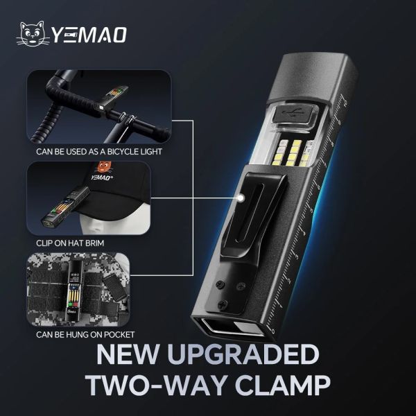 Ліхтар YEMAO YM-M31-UV P50+UV+SMD(RGB), Li-Ion акумулятор, ЗУ Type-C, магніт, затискач