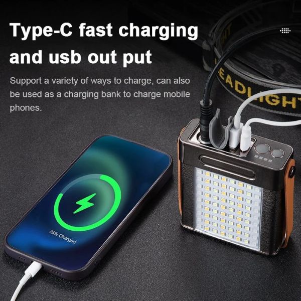 Ліхтар налобний YEMAO YM-T102 TG+SMD(White+Red), Li-Ion акумулятор, ЗУ Type-C, Internal battery, zoom