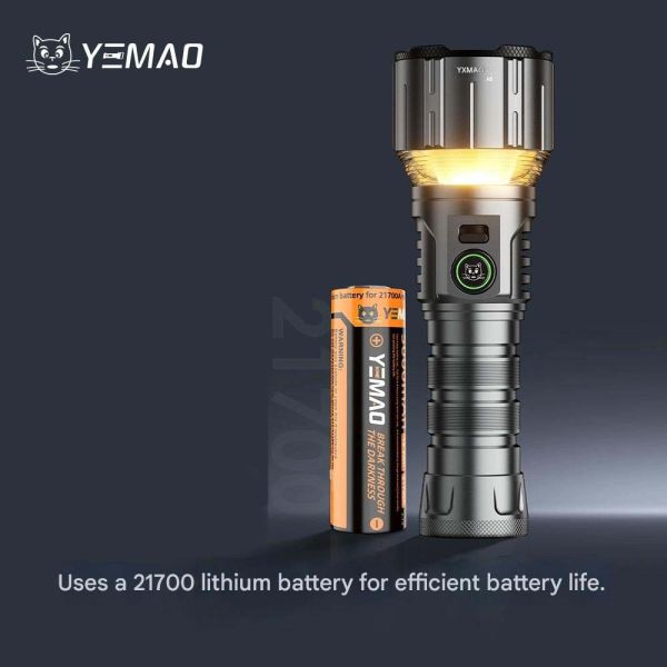Ліхтар YEMAO YM-A8 W5050 LED+SMD(Yellow+Red), 1x21700, Power Bank, ЗУ Type-C, магніт