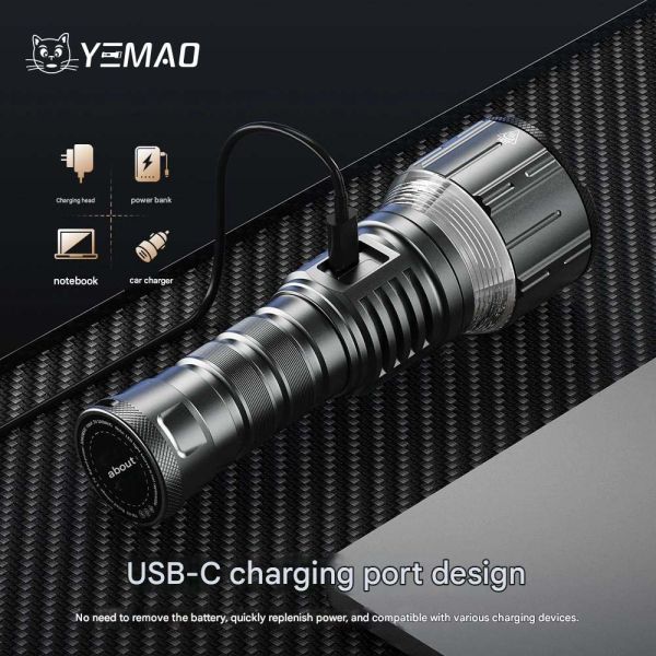 Ліхтар YEMAO YM-A8 W5050 LED+SMD(Yellow+Red), 1x21700, Power Bank, ЗУ Type-C, магніт