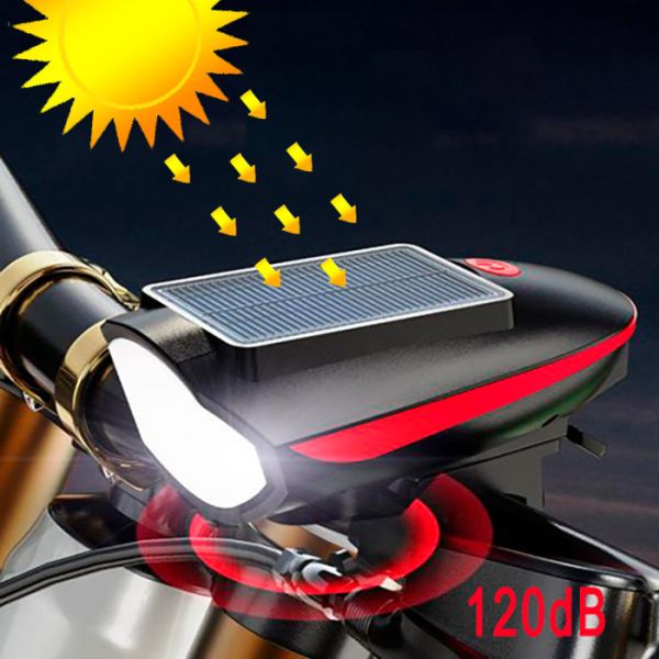 Велоліхтар із сигналом 7599/S7588, сонячна батарея, Waterproof, Li-Ion акумулятор, ЗП Type-C
