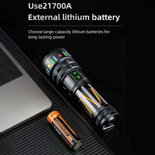 Ліхтар YEMAO YM-A5 TG 30W, 1x21700, Power Bank, ЗУ Type-C, zoom, функція лампи