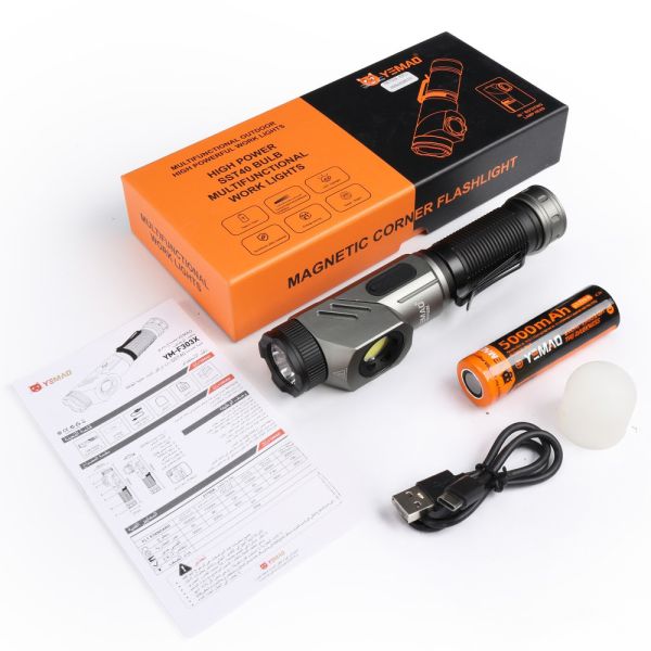 Тактичний ліхтар YEMAO YM-F303X, 1600LM, акумулятори 1x21700 (1x5000 mAh), поворотна голова