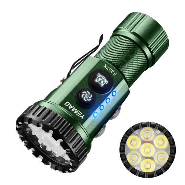 Тактичний ліхтар YEMAO YM-F337X, 3500LM, акумулятори 18650 + 18350 (3200 + 1500 mAh), бокові світлодіоди (червоний, синій, зелений