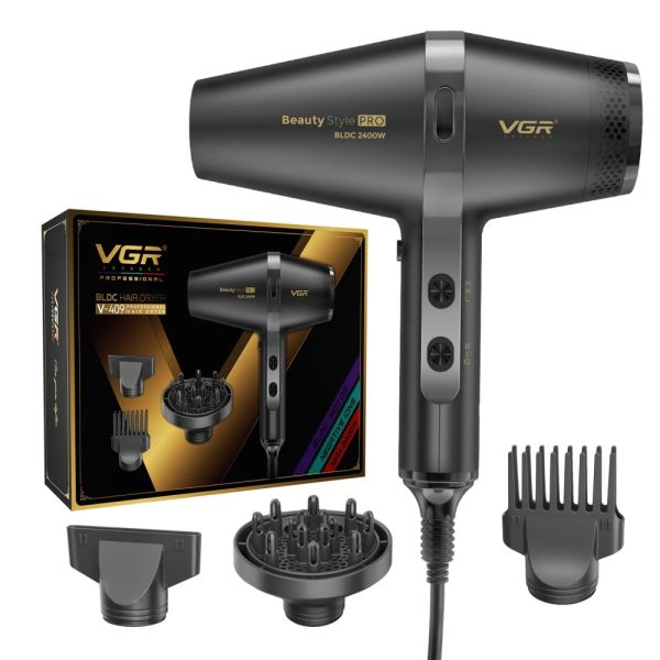 Фен професійний VGR V-409, 3 рівні обдування, 3 рівні температури, 2400W