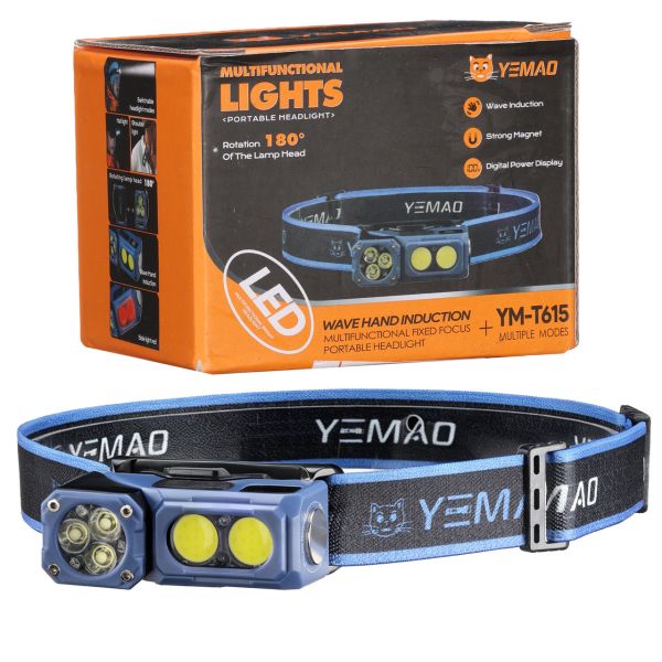 Налобний ліхтар YEMAO YM-T615, 500LM, акумулятор 700 mAh, із червоним світлом