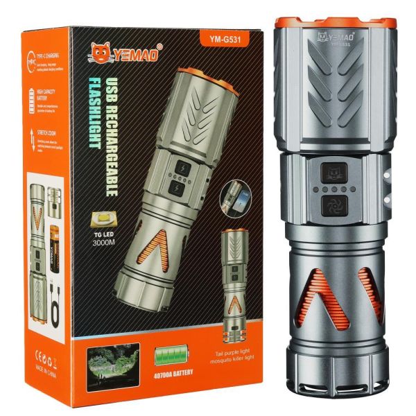 Ліхтар YEMAO YM-G531 TG 30W, 1x40700, Power Bank, ЗУ Type-C, zoom, захист від комарів