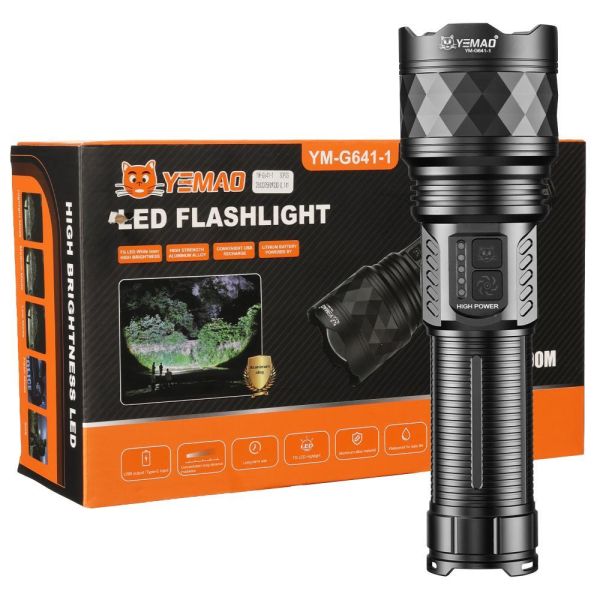 Ліхтар YEMAO YM-G641-1 TG 60W, 1x32700, Power Bank, ЗУ Type-C, zoom, кейс
