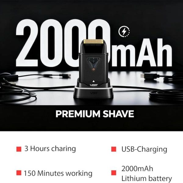 Електробритва VGR V-334 шейвер, подвійне лезо, 8000-10000 RPM, LED Display