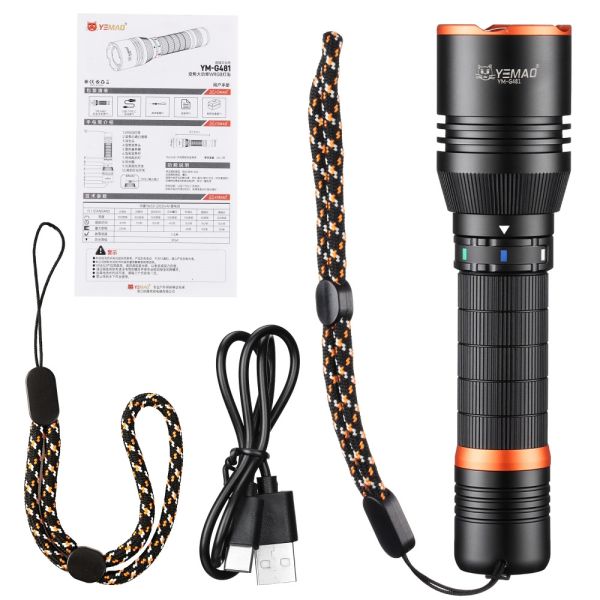 Ліхтар YEMAO YM-G481 4LED(Red+Green+Blue+White), Li-Ion акумулятор, ЗУ Type-C, zoom