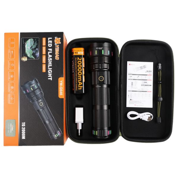 Далекобійний ліхтар YEMAO YM-G646, 4000LM, акумулятор 451350 (20000 mAh), чохол, блок живлення
