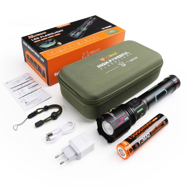 Далекобійний ліхтар YEMAO YM-G640Y, 4000LM, акумулятор 33140 (15000 mAh), чохол, блок живлення