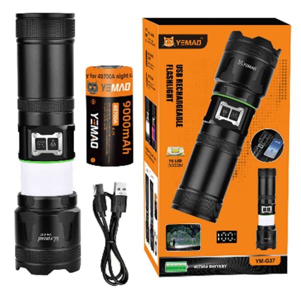 Ліхтар YEMAO YM-G37-TG-30W, 1x40700, Power Bank, ЗУ Type-C, zoom, функція лампи, IP66