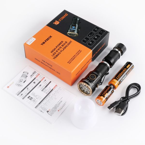Тактичний ліхтар YEMAO YM-F883X, 3000LM, акумулятори 18650 + 18350 (3200 + 1500 mAh)